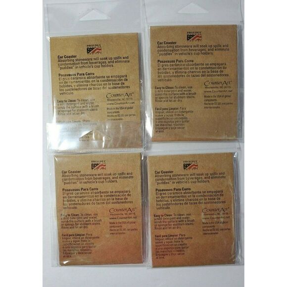 Counter Art Car Coasters Baseball Absorbent Stone Cup Holder Sports - SET OF 4 - Picture 4 of 4